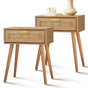 Oikiture Bedside Tables Set of 2 Rattan