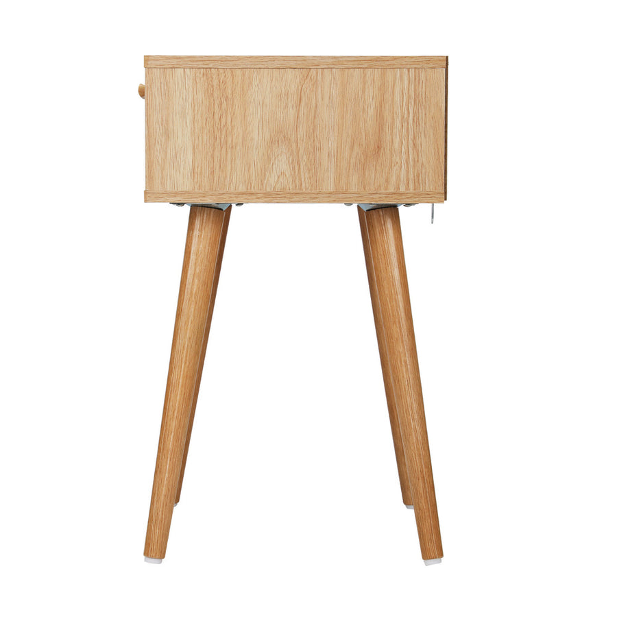 Oikiture Bedside Tables Set of 2 Rattan