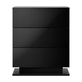 Oikiture LED Bedside Table RGB 3 Drawers Black - Side View