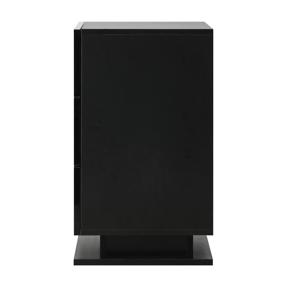 Oikiture LED Bedside Table RGB 3 Drawers Black