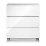 Oikiture LED Bedside Table RGB 3 Drawers White