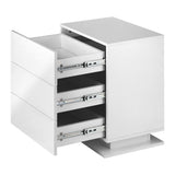 Oikiture LED Bedside Table RGB 3 Drawers White