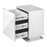 Oikiture LED Bedside Table RGB 3 Drawers White - Rear View