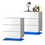 Oikiture Bedside Tables Set of 2 LED Nightstand, image 4