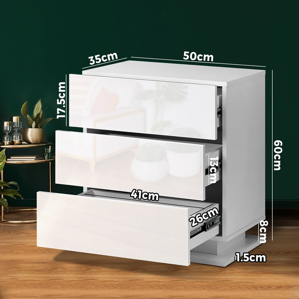 Oikiture Bedside Tables Set of 2 LED Nightstand