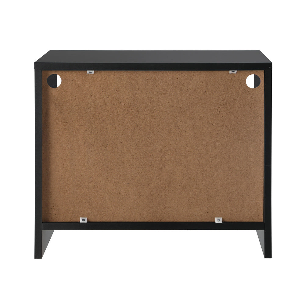Oikiture Bedside Tables RGB LED High Gloss Black