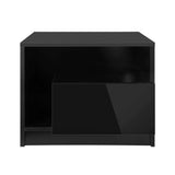 Oikiture Bedside Tables Set of 2 LED Black - Side View