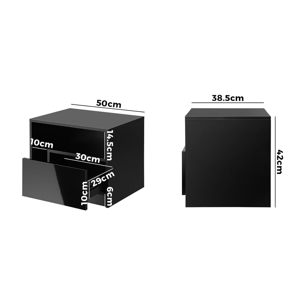 Oikiture Bedside Tables Set of 2 LED Black
