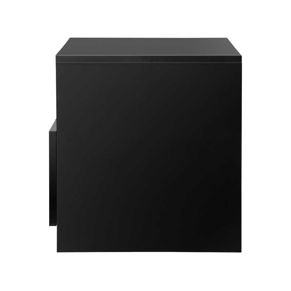Oikiture Bedside Tables Set of 2 LED Black