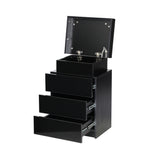 Oikiture Bedside Table RGB LED 3 Drawers Black