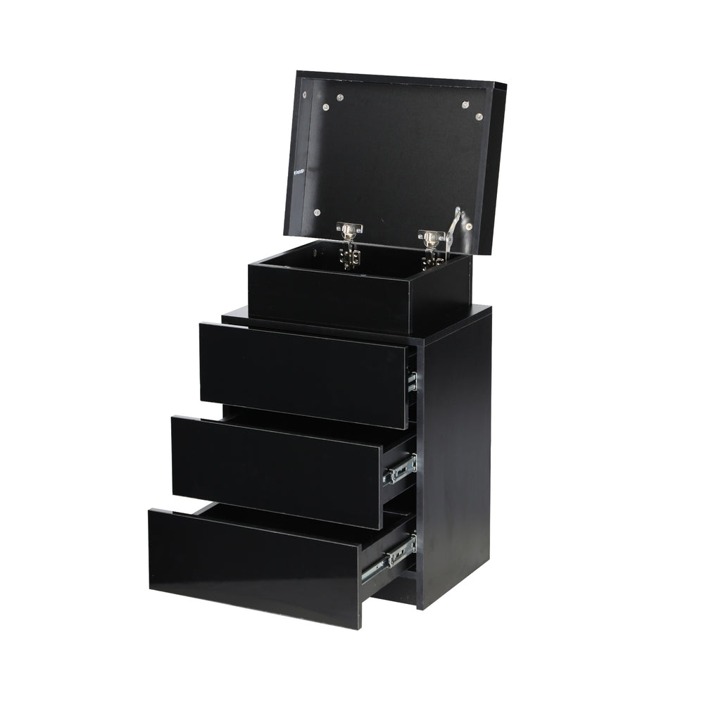 Oikiture Bedside Table RGB LED 3 Drawers Black