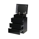 Oikiture Bedside Table RGB LED 3 Drawers Black - Side View