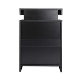 Oikiture Bedside Tables Set of 2 LED Nightstand Black