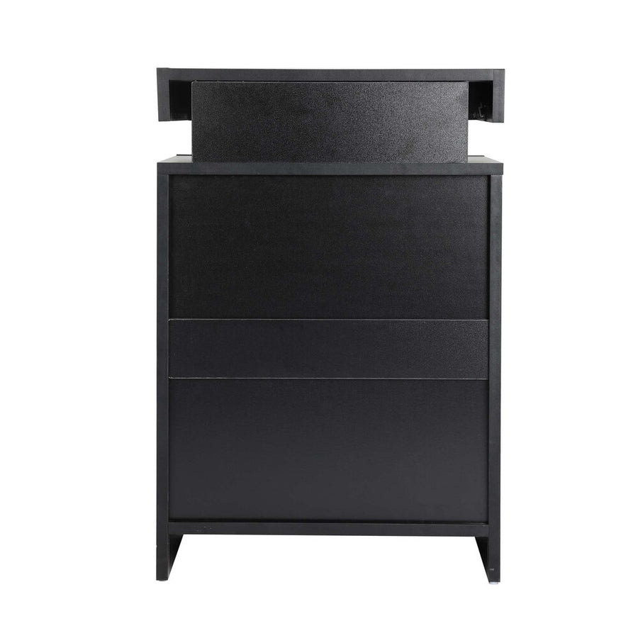 Oikiture Bedside Tables Set of 2 LED Nightstand Black