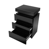 Oikiture Bedside Tables Set of 2 LED Nightstand Black