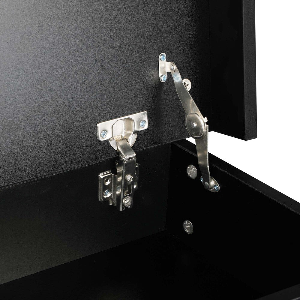 Oikiture Bedside Tables Set of 2 LED Nightstand Black