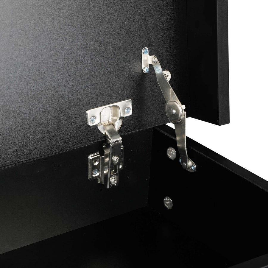 Oikiture Bedside Tables Set of 2 LED Nightstand Black