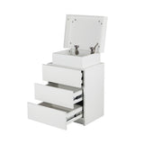 Oikiture Bedside Table RGB LED 3 Drawers White