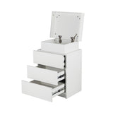 Oikiture Bedside Table RGB LED 3 Drawers White - 45-Degree Angle