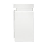 Oikiture Bedside Table RGB LED 3 Drawers White - Rear View