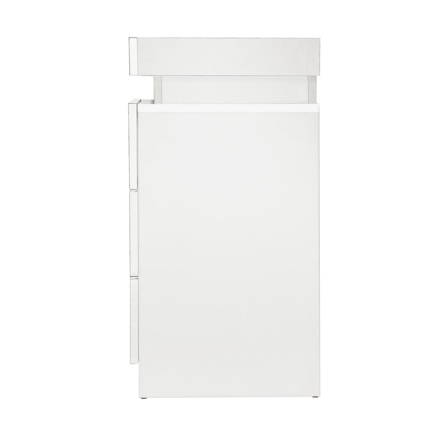 Oikiture Bedside Tables Set of 2 LED Nightstand White, image 12