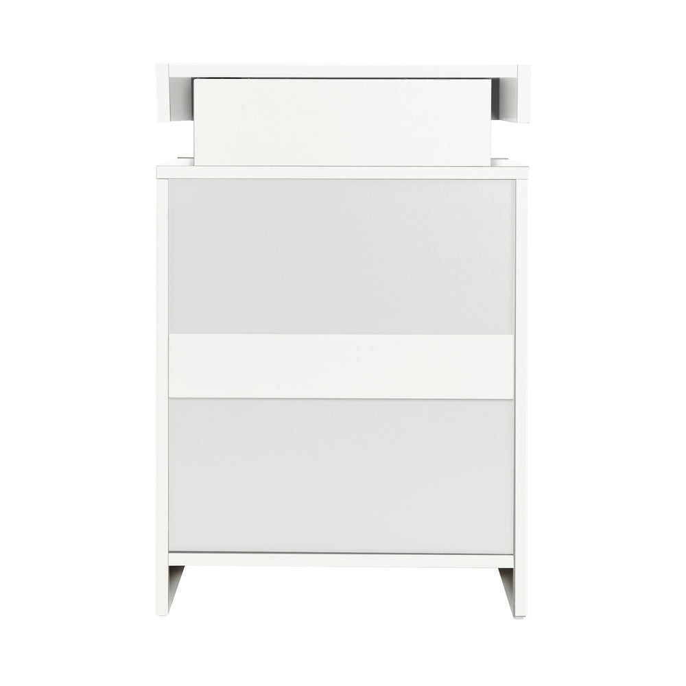 Oikiture Bedside Tables Set of 2 LED Nightstand White