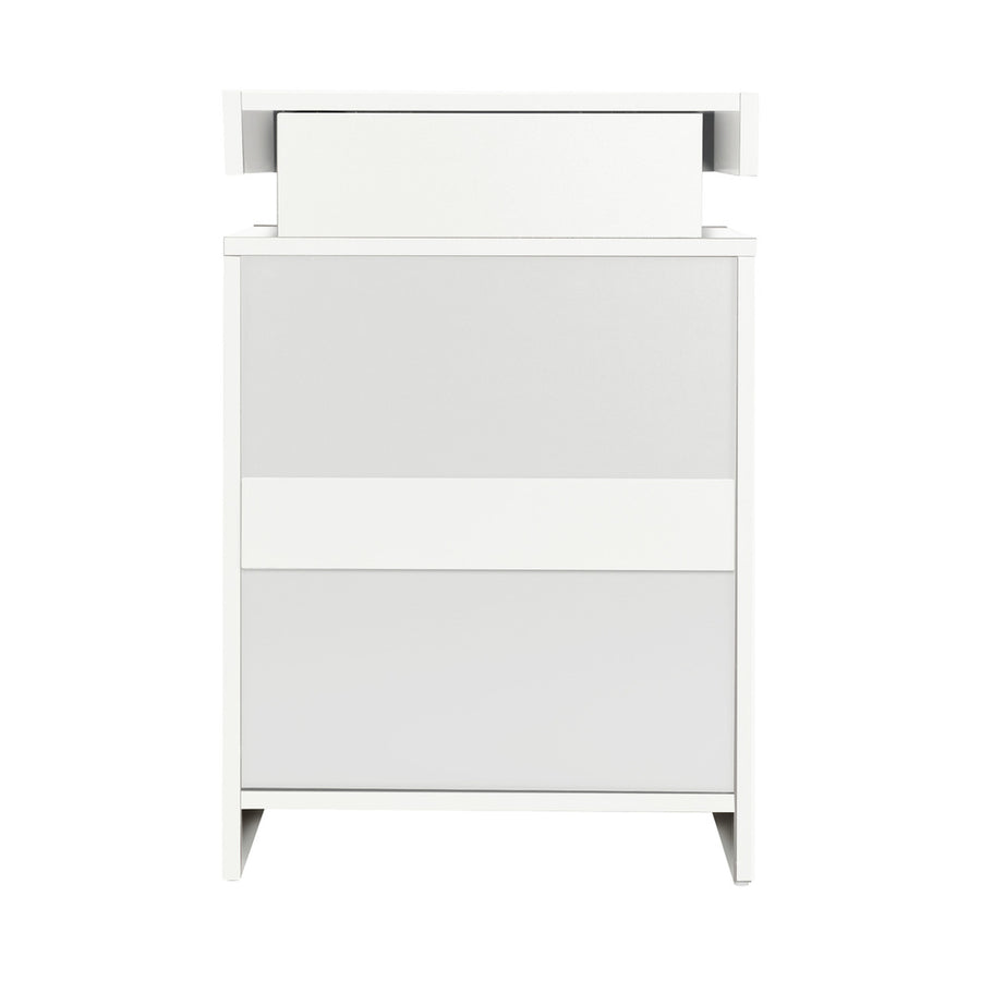 Oikiture Bedside Tables Set of 2 LED Nightstand White, image 15