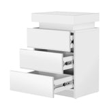 Oikiture Bedside Tables Set of 2 LED Nightstand White