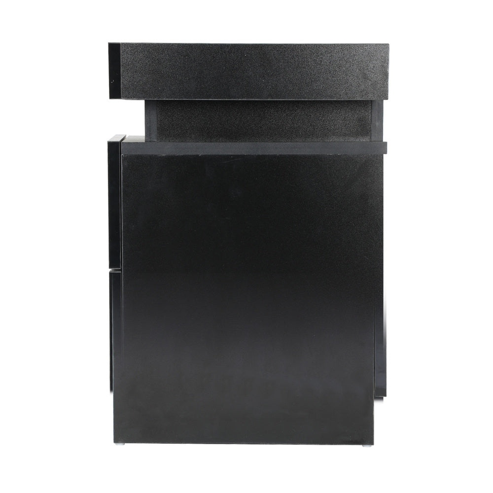 Oikiture Bedside Table RGB LED 2 Drawers Black
