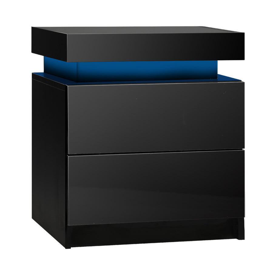 Oikiture Bedside Tables Set of 2 LED Nightstand Side Table, image 8