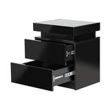 Oikiture Bedside Tables Set of 2 LED Nightstand Side Table - Top-Down View