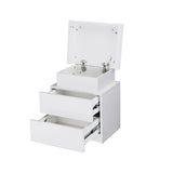 Oikiture Bedside Table RGB LED 2 Drawers White