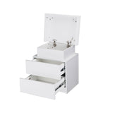Oikiture Bedside Table RGB LED 2 Drawers White - 45-Degree Angle