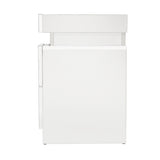 Oikiture Bedside Table RGB LED 2 Drawers White - Rear View