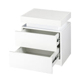 Oikiture Bedside Tables Set of 2 LED White - Side View