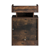 Oikiture LED Bedside Table USB Charging Station Brown