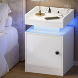 Oikiture LED Bedside Table USB Charging Station White - 45-Degree Angle