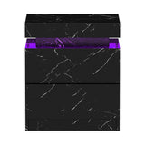 Oikiture Bedside Table 2 Drawers LED Nightstand Marble Effect Black