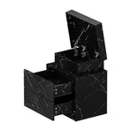 Oikiture 2x Bedside Table 2 Drawers LED Nightstand Marble Effect Black