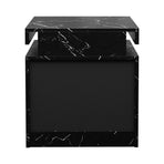 Oikiture 2x Bedside Table 2 Drawers LED Nightstand Marble Effect Black