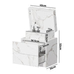 Oikiture Bedside Table 2 Drawers LED Nightstand Marble Effect White