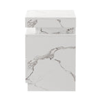 Oikiture 2x Bedside Table 2 Drawers LED Nightstand Marble Effect White, image 6