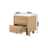 Oikiture Bedside Table 2 Drawers Nightstand Faux Marble Top Natural