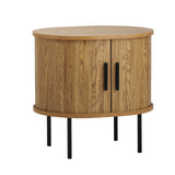 Oikiture 2-tier Bedside Table with Sliding Doors Natural
