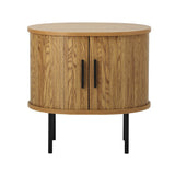 Oikiture 2-tier Bedside Table with Sliding Doors Natural