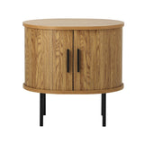 Oikiture 2-tier Bedside Table with Sliding Doors Natural - Top-Down View