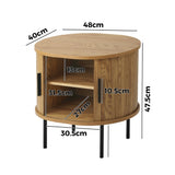 Oikiture 2-tier Bedside Table with Sliding Doors Natural - Rear View