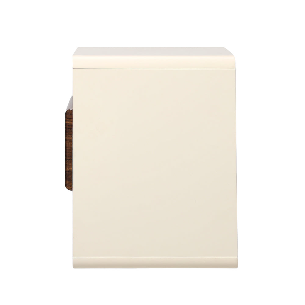 Oikiture Bedside Table With Drawer Open Shelves Retro-Modern