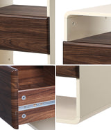 Oikiture Bedside Table With Drawer Open Shelves Retro-Modern