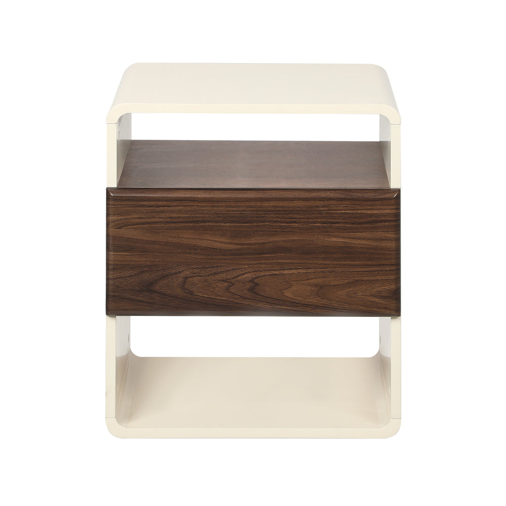 Oikiture 2x Bedside Table With Drawer Open Shelves Retro-Modern